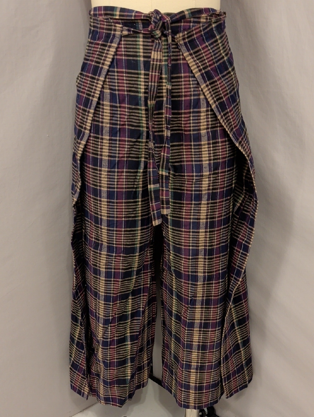 Wrap Pants Comfortable  OOAK Handmade Flex Fit Soft Plaid Fabric See Measurement